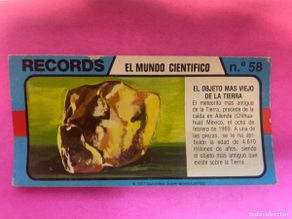 Colecionismo Cromos antigos: Cromo BIMBO. Records. El mundo científico. Nº 58. Objeto más viejo de la tierra. tdkc1